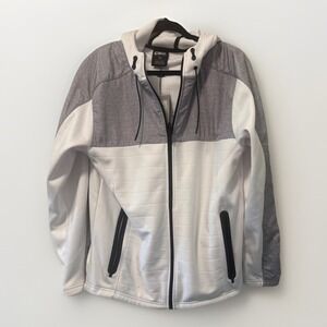 CSG Full Zip Hoodie Jacket with Pockets Activewear White Gray‎ Mens Medium